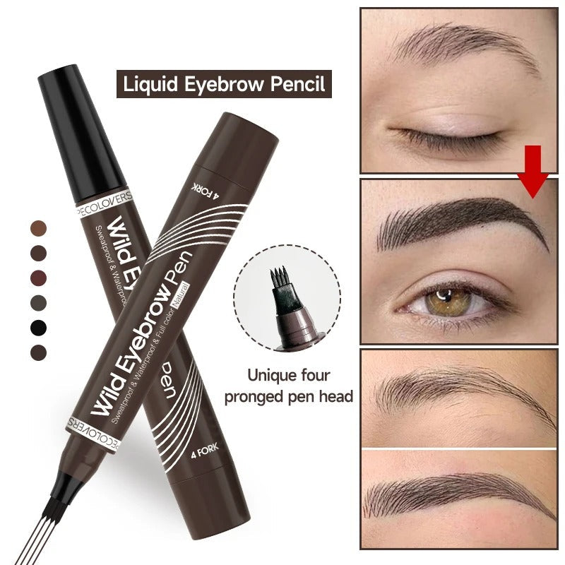 6-Color Waterproof 4-Tip Eyebrow Pen