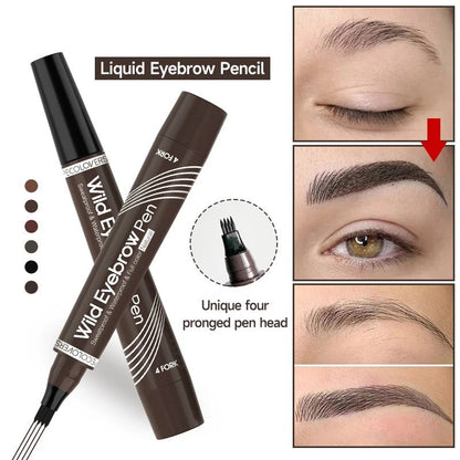 6-Color Waterproof 4-Tip Eyebrow Pen